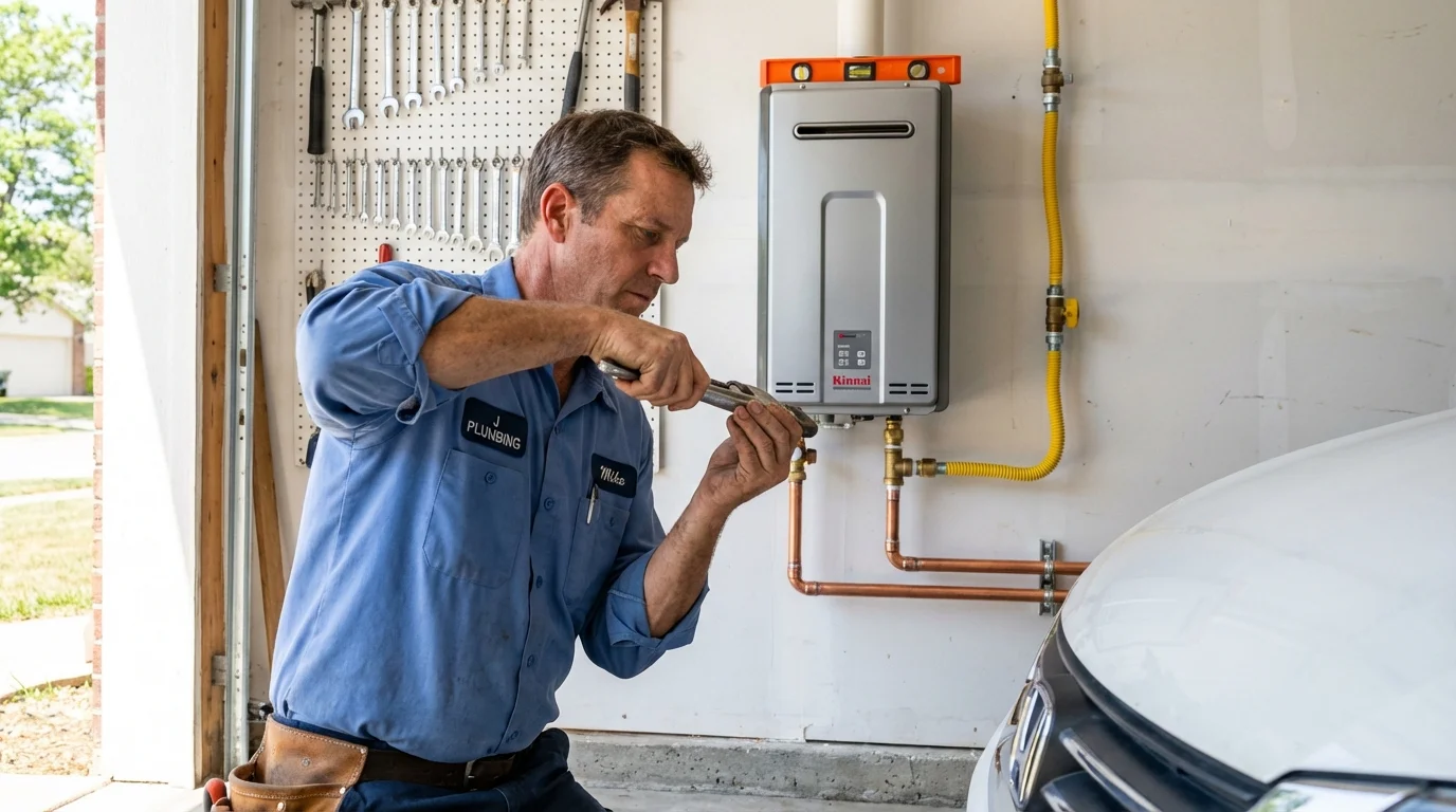 Tankless water heater installation by a Johns Plumbing LLC plumber in Hiram